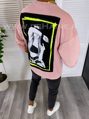Bluza barbati slim fit roz cu imprimeu K203 14-5