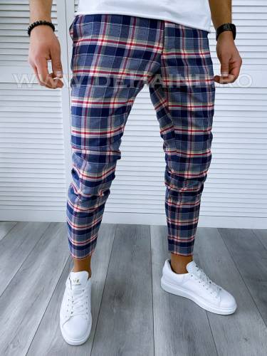 Pantaloni barbati casual regular fit in carouri B1731 O3-11 E 14-2