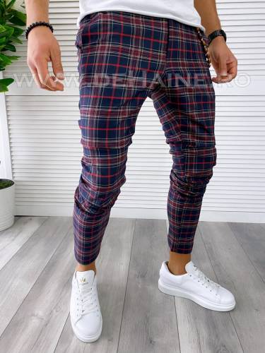 Pantaloni barbati casual regular fit in carouri B1822 254-4 e 4-3