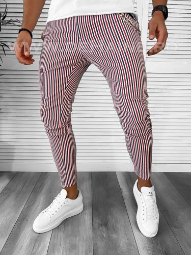 Pantaloni barbati casual regular fit in dungi B7890 e 252-1