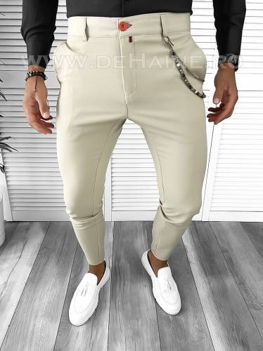 Pantaloni barbati eleganti bej B9085 F2-21 E 8 9-2