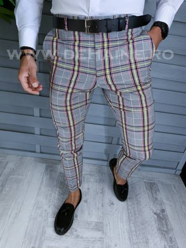 Pantaloni barbati eleganti in carouri gri B1559 B5-2